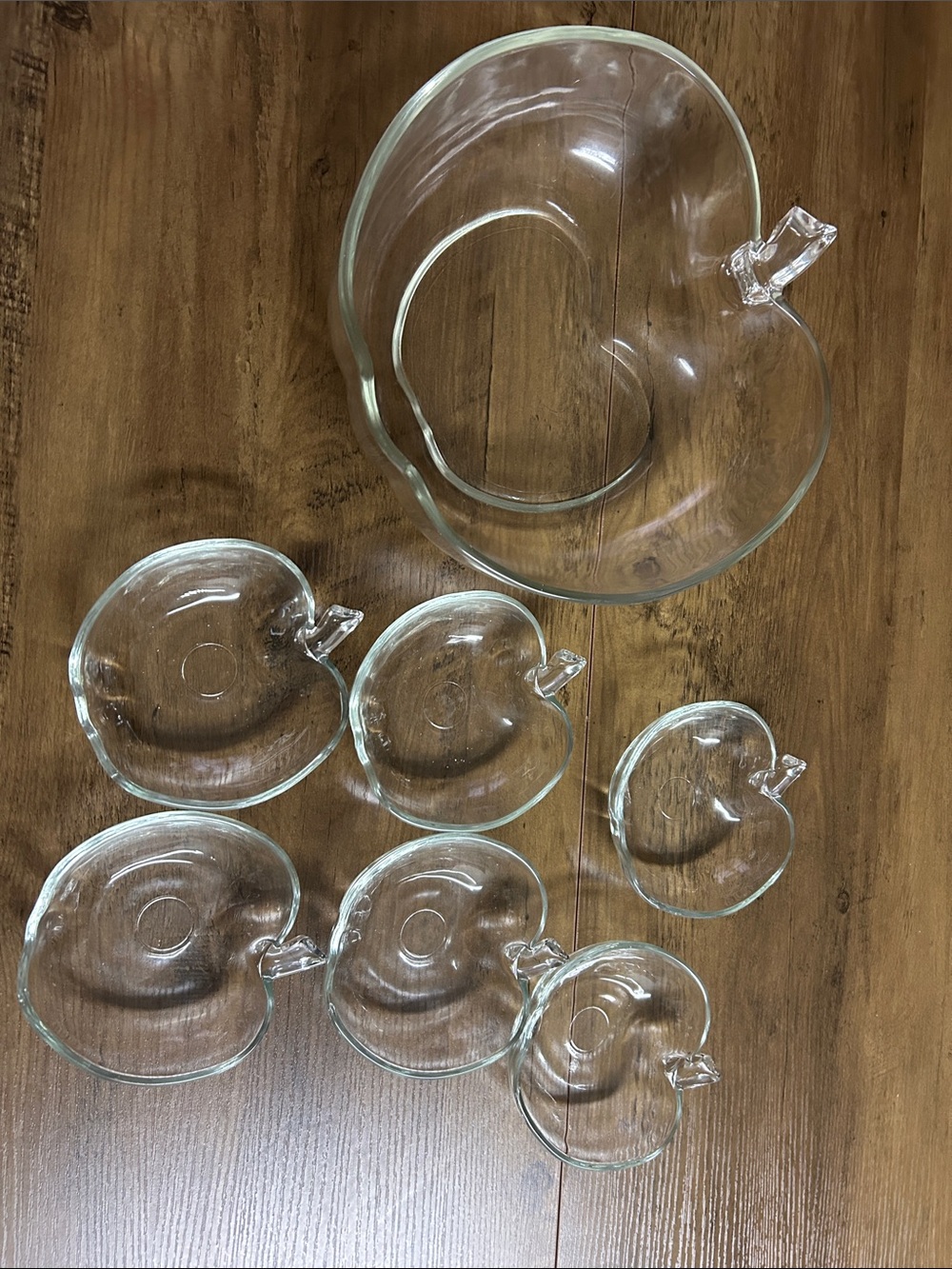 Clear Glass Apple-Shape Serving Bowl Set - 7-Piece